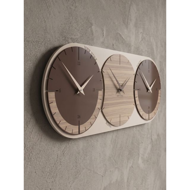 Orologio da parete con fusi orari World clock 3 CalleaDesign vista frontale