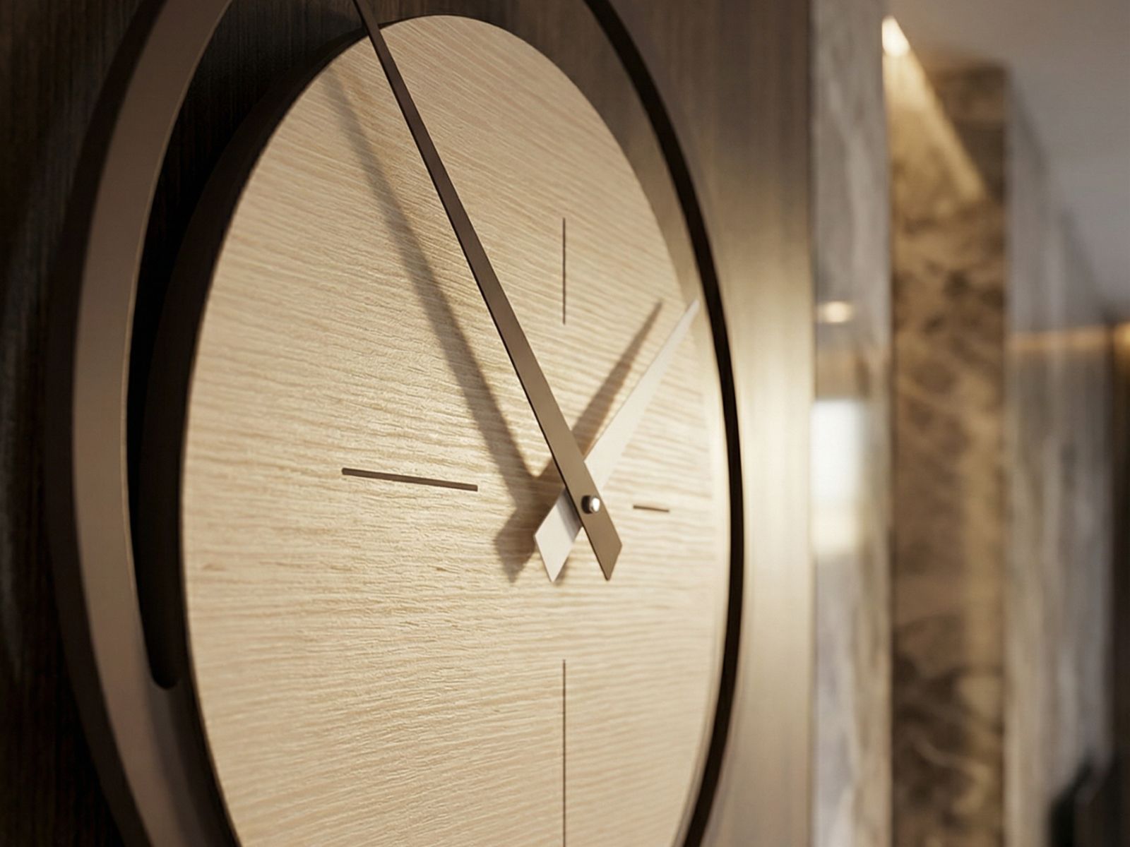 Close-up detail of a modern pendulum wall clock by CalleaDesign